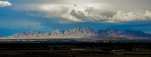 A panoramic image of the city of Las Cruces along with the Organ Mountains